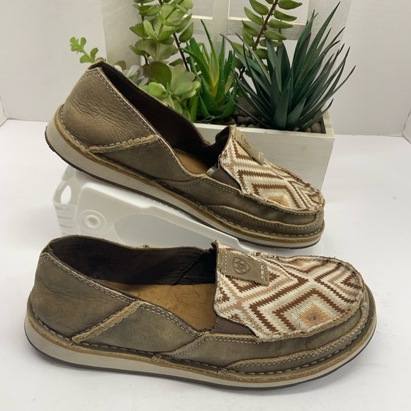 Ariat Brown and Cream Patterned Loafers - Picture 3 of 6